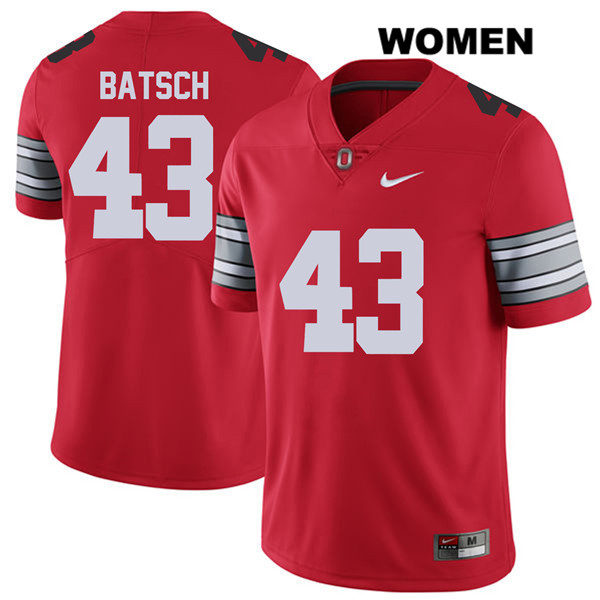 Ohio State Buckeyes Women's Ryan Batsch #43 Red Authentic Nike 2018 Spring Game College NCAA Stitched Football Jersey GQ19U21VU